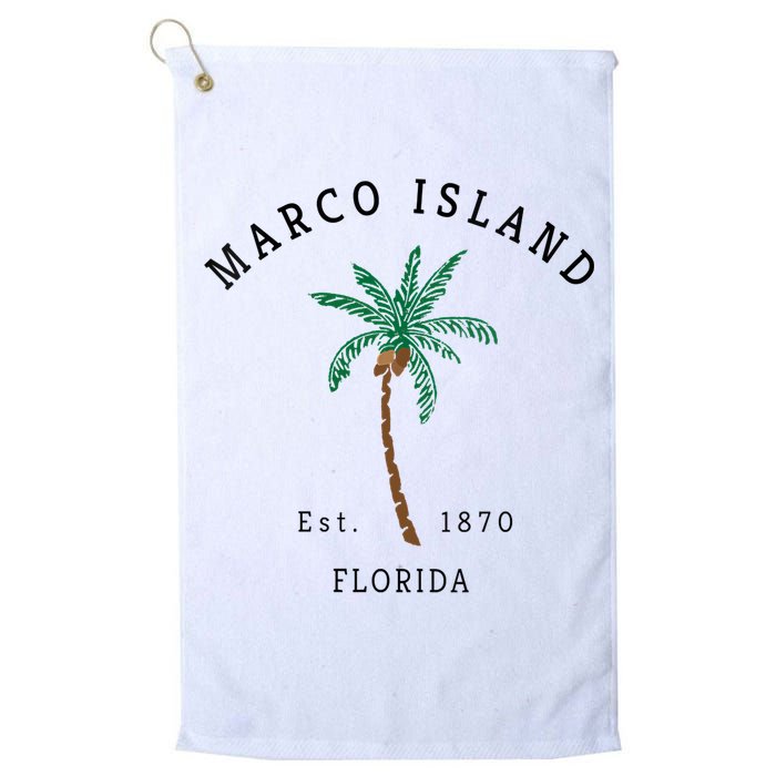 Marco Island Florida Colorful Palm Tree Retro Novelty Golf Towel
