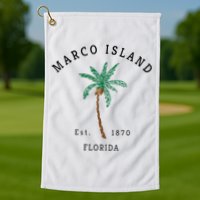 Marco Island Florida Colorful Palm Tree Retro Novelty Golf Towel