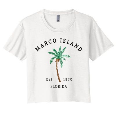 Marco Island Florida Colorful Palm Tree Retro Novelty Crop Top