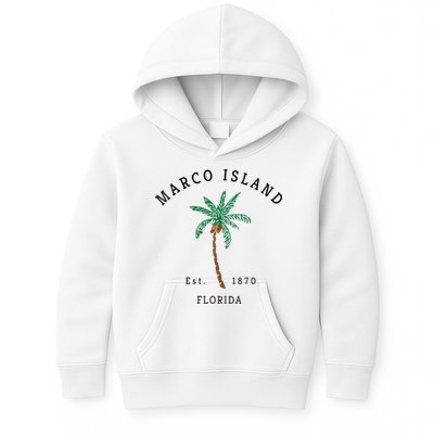 Marco Island Florida Colorful Palm Tree Retro Novelty Kids Hoodie