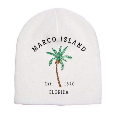 Marco Island Florida Colorful Palm Tree Retro Novelty Short Acrylic Beanie