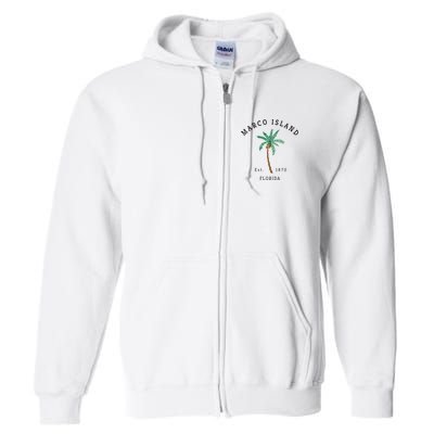 Marco Island Florida Colorful Palm Tree Retro Novelty Full Zip Hoodie
