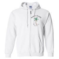 Marco Island Florida Colorful Palm Tree Retro Novelty Full Zip Hoodie