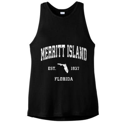 Merritt Island Florida Fl Vintage Established Athletic Sports Design Ladies PosiCharge Tri-Blend Wicking Tank