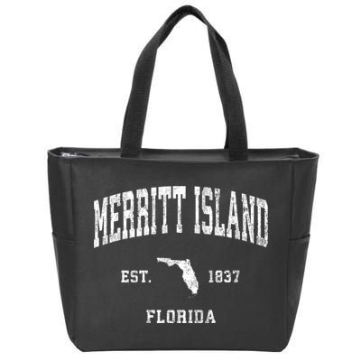 Merritt Island Florida Fl Vintage Established Athletic Sports Design Zip Tote Bag
