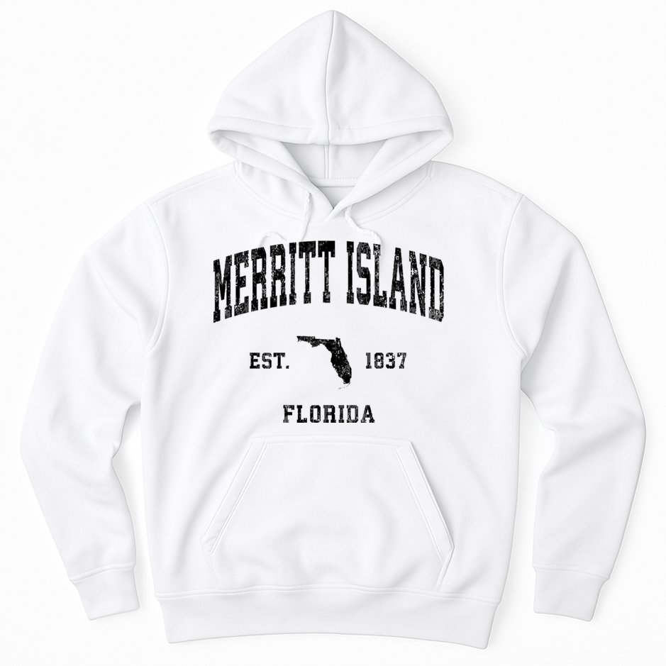 Merritt Island Florida Fl Vintage Established Athletic Sports Design Hoodie
