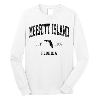 Merritt Island Florida Fl Vintage Established Athletic Sports Design Long Sleeve Shirt