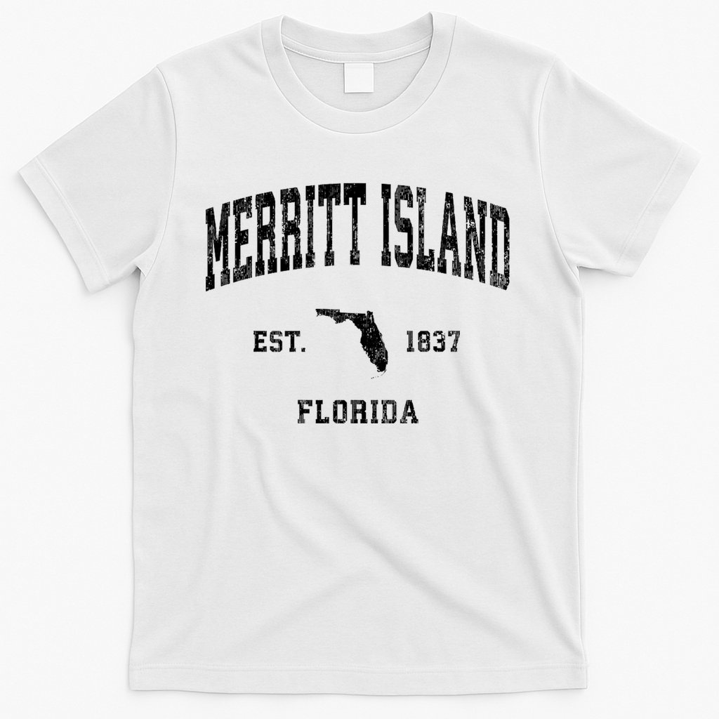 Merritt Island Florida Fl Vintage Established Athletic Sports Design T-Shirt