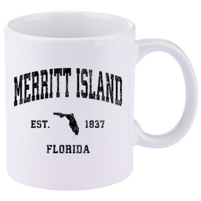 Merritt Island Florida Fl Vintage Established Athletic Sports Design 11oz C Handle Ceramic Mug