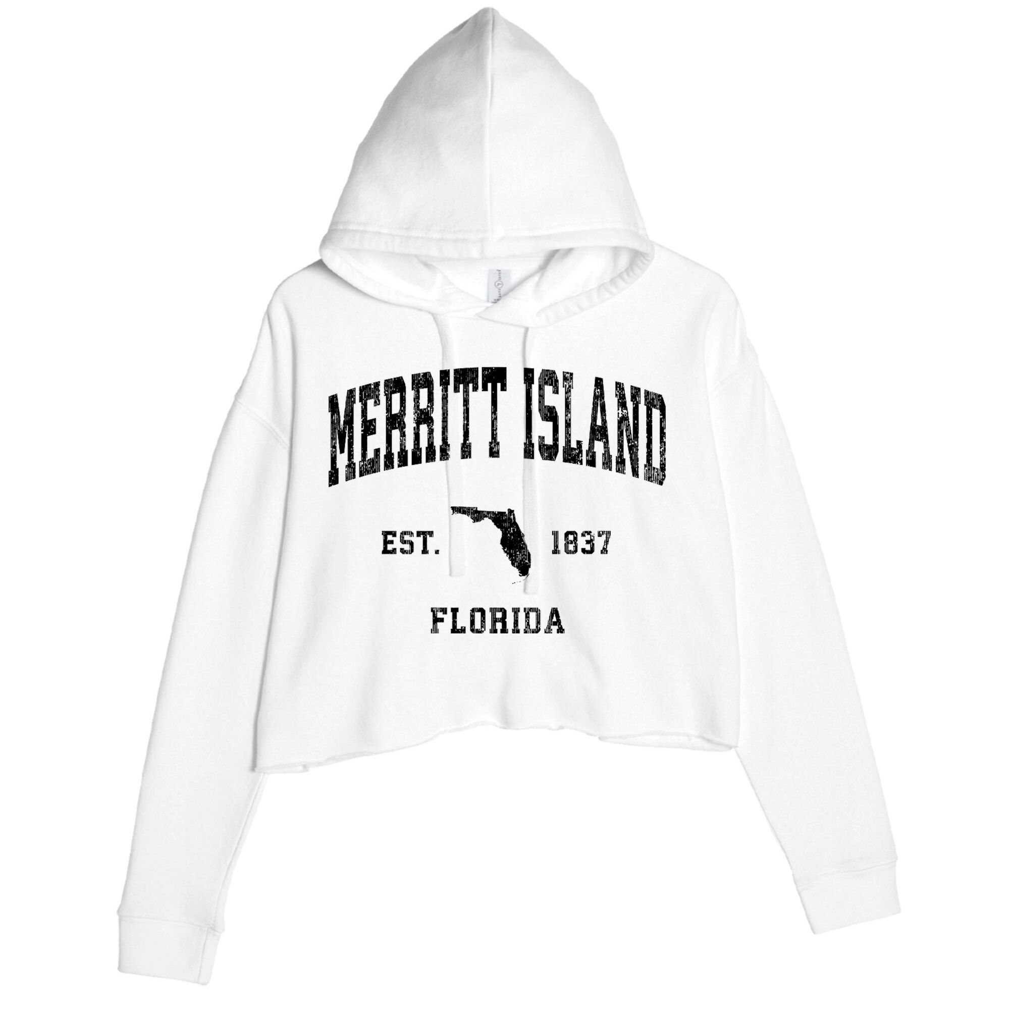 Merritt Island Florida Fl Vintage Established Athletic Sports Design Crop Fleece Hoodie