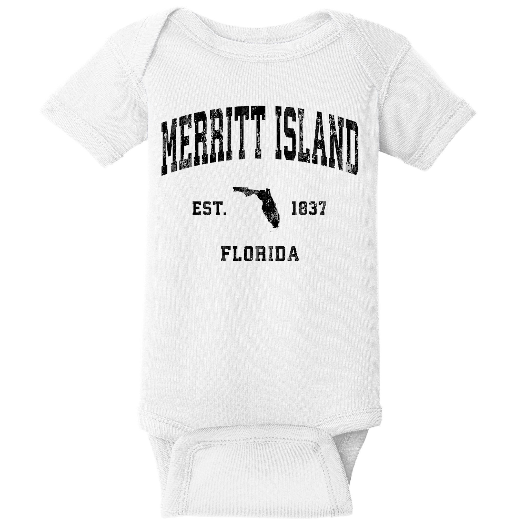 Merritt Island Florida Fl Vintage Established Athletic Sports Design Baby Bodysuit