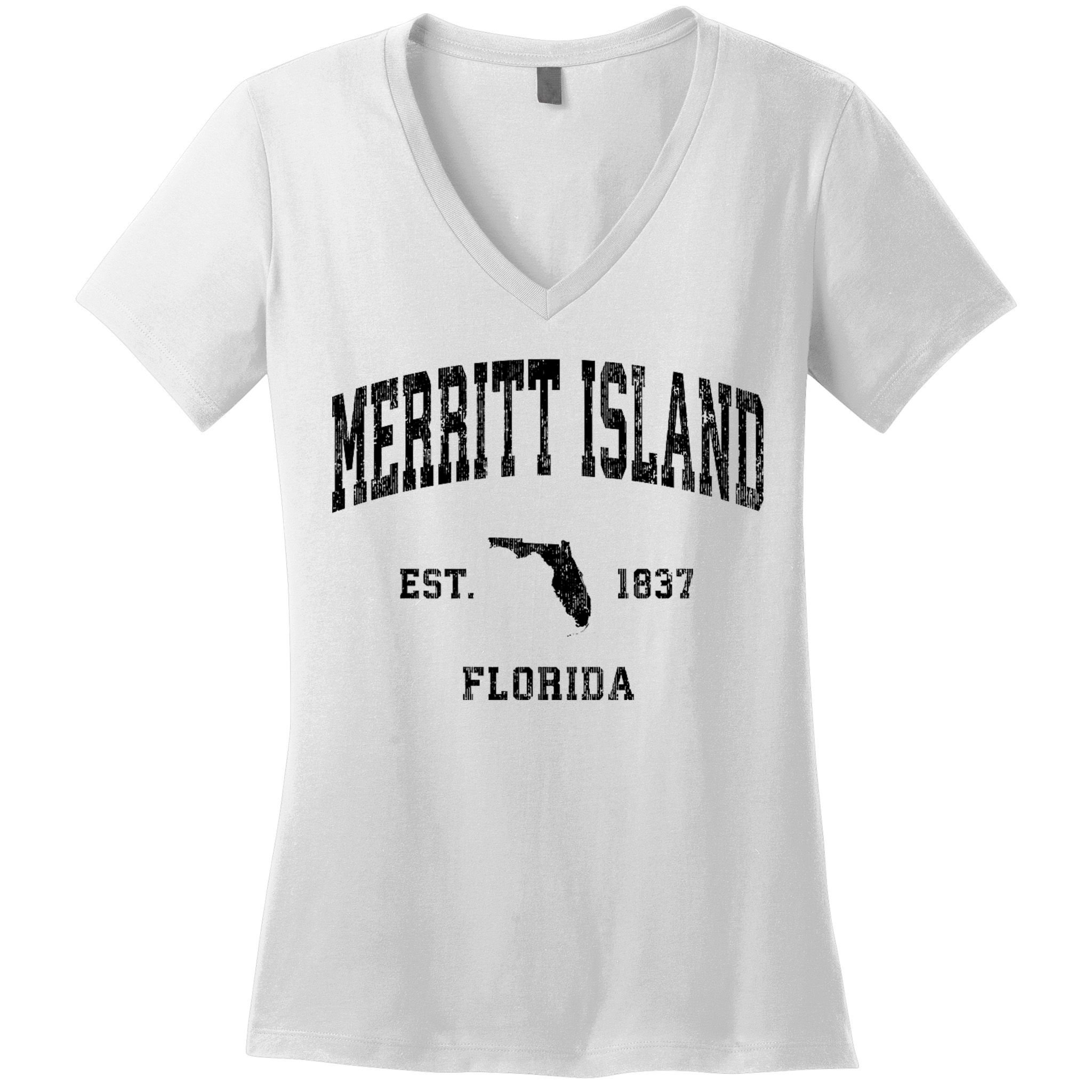 Merritt Island Florida Fl Vintage Established Athletic Sports Design Women's V-Neck T-Shirt