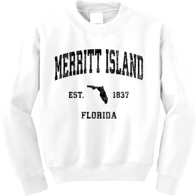Merritt Island Florida Fl Vintage Established Athletic Sports Design Kids Sweatshirt