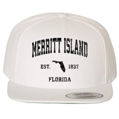 Merritt Island Florida Fl Vintage Established Athletic Sports Design Wool Snapback Cap