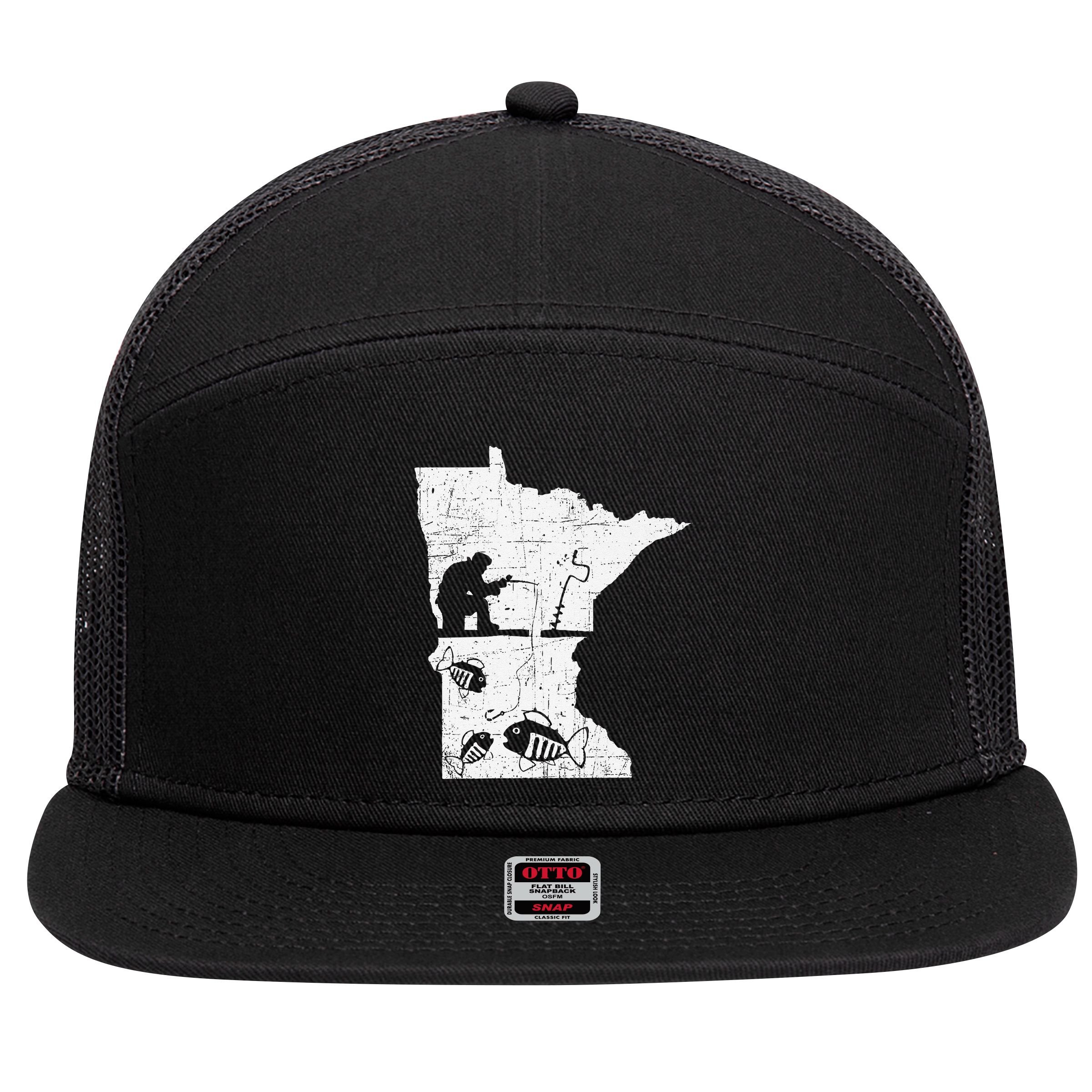 Minnesota Ice Fishing Love Minnesota Fishing 7 Panel Mesh Trucker Snapback Hat
