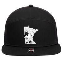 Minnesota Ice Fishing Love Minnesota Fishing 7 Panel Mesh Trucker Snapback Hat