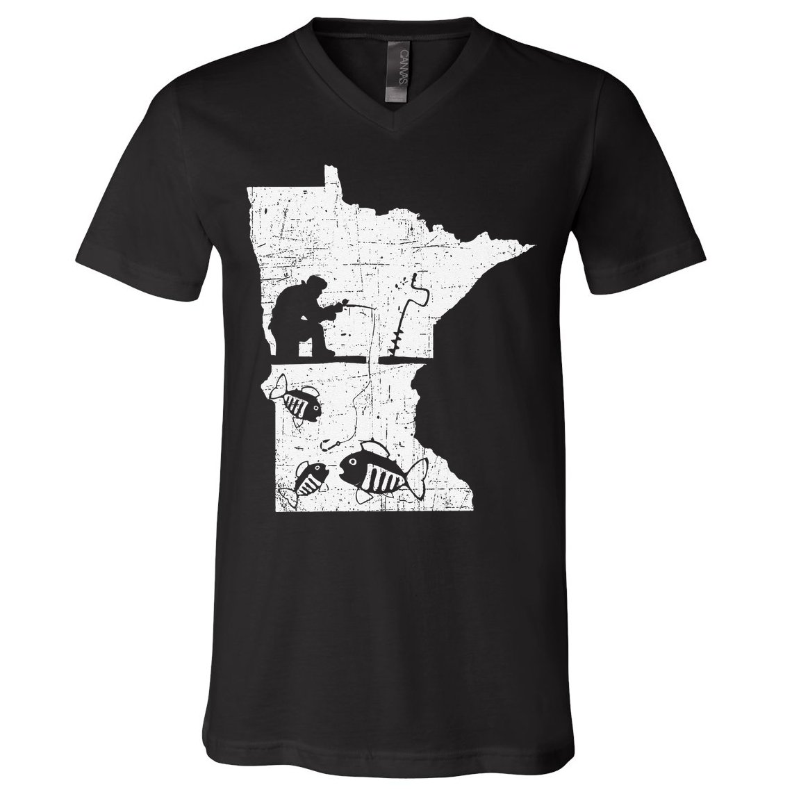 Minnesota Ice Fishing Love Minnesota Fishing V-Neck T-Shirt