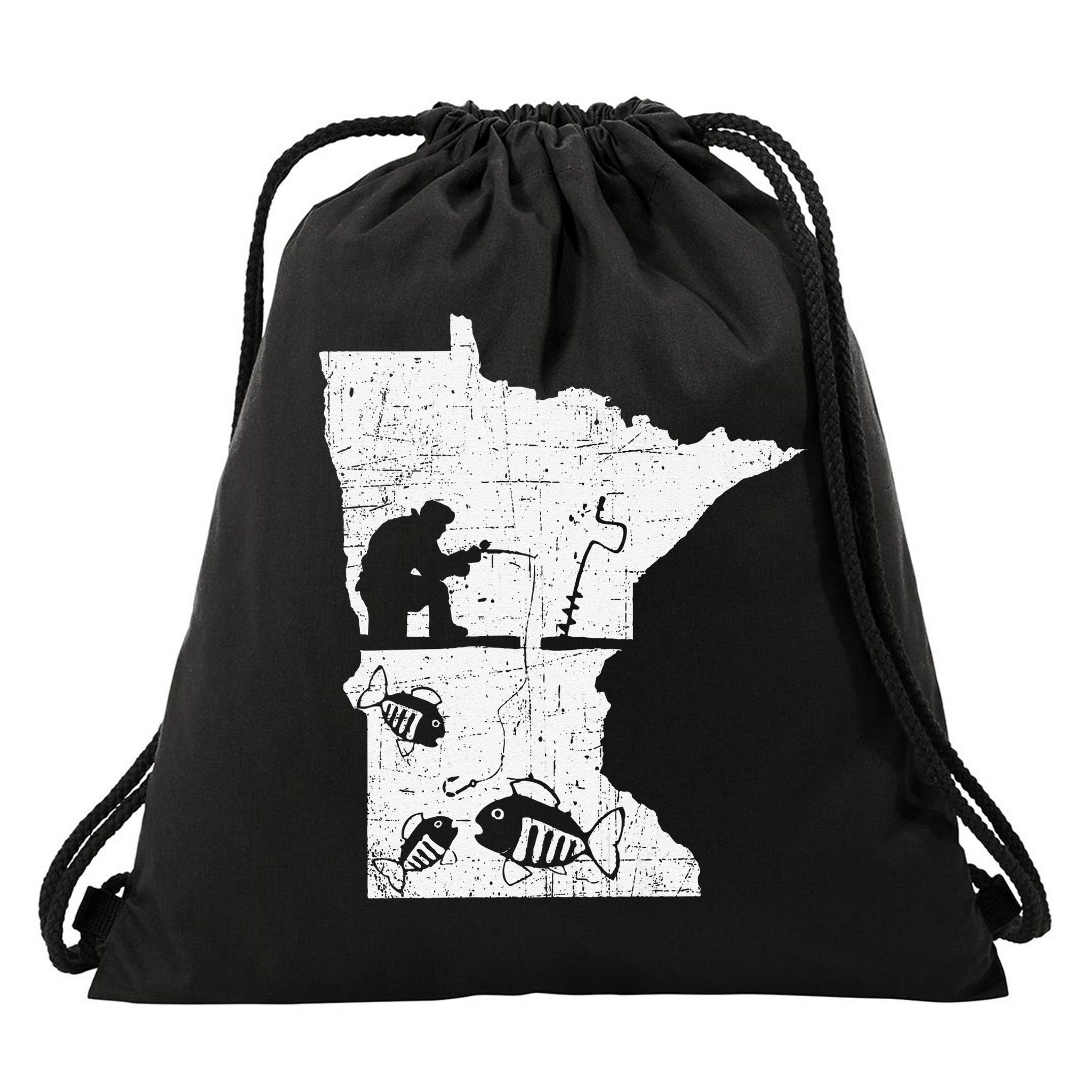 Minnesota Ice Fishing Love Minnesota Fishing Drawstring Bag