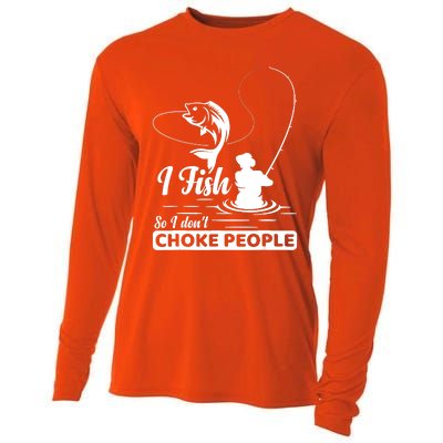 Meme I Fish So I Don't Choke People Funny Sayings Fishing I Fish Meme Shirt Cooling Performance Long Sleeve Crew