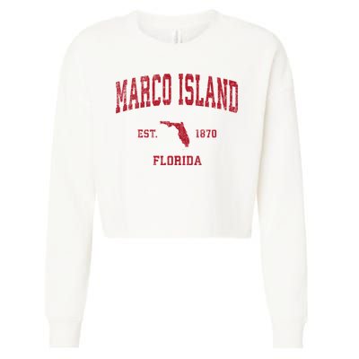 Marco Island Florida Fl Vintage Sports Cropped Pullover Crew
