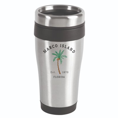 Marco Island Florida Colorful Palm Tree Retro Novelty Art 16oz Travel Tumbler