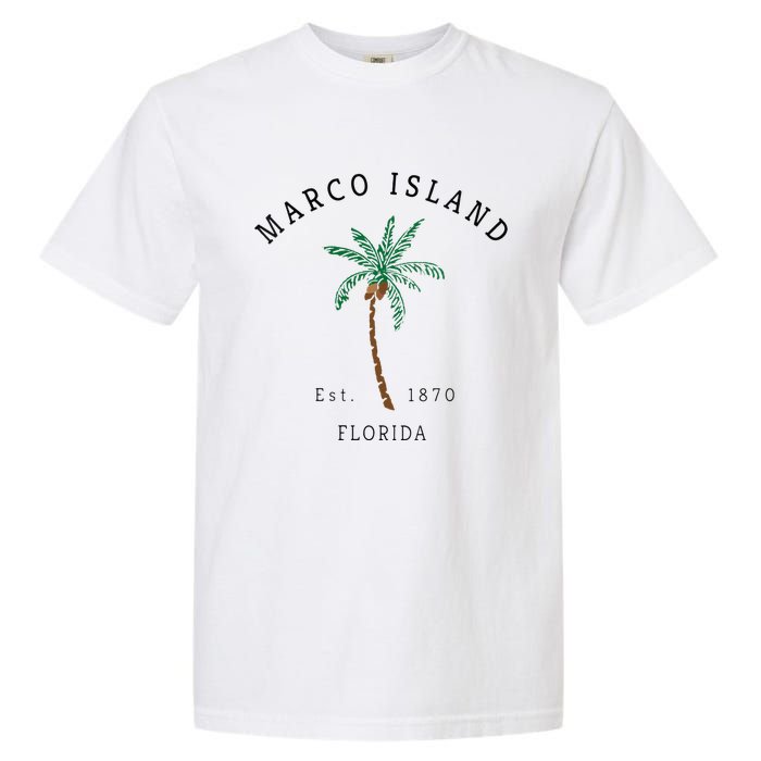 Marco Island Florida Colorful Palm Tree Retro Novelty Art Garment-Dyed Heavyweight T-Shirt