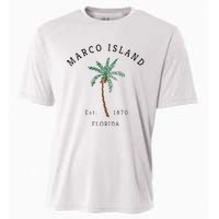 Marco Island Florida Colorful Palm Tree Retro Novelty Art Cooling Performance Crew T-Shirt