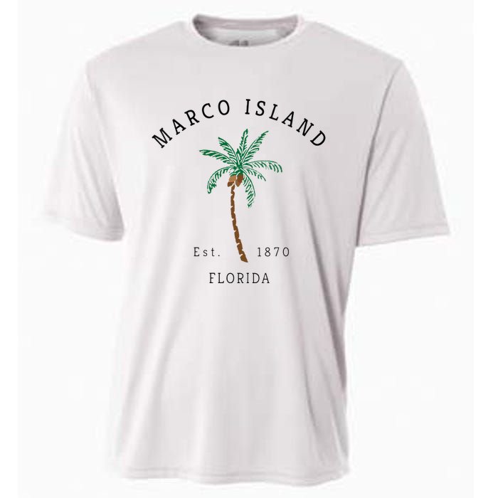 Marco Island Florida Colorful Palm Tree Retro Novelty Art Cooling Performance Crew T-Shirt