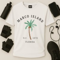 Marco Island Florida Colorful Palm Tree Retro Novelty Art Performance Shirt