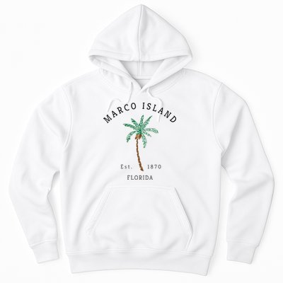 Marco Island Florida Colorful Palm Tree Retro Novelty Art Hoodie