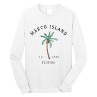 Marco Island Florida Colorful Palm Tree Retro Novelty Art Long Sleeve Shirt