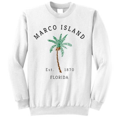 Marco Island Florida Colorful Palm Tree Retro Novelty Art Sweatshirt