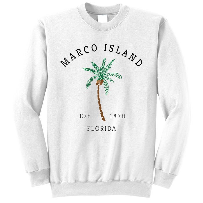 Marco Island Florida Colorful Palm Tree Retro Novelty Art Sweatshirt