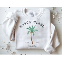 Marco Island Florida Colorful Palm Tree Retro Novelty Art Sweatshirt