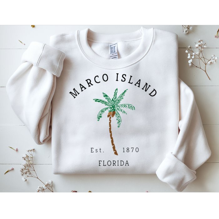 Marco Island Florida Colorful Palm Tree Retro Novelty Art Sweatshirt