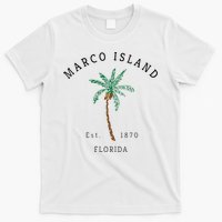 Marco Island Florida Colorful Palm Tree Retro Novelty Art T-Shirt
