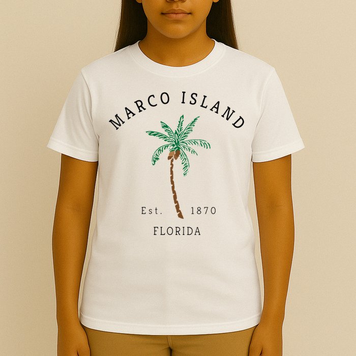 Marco Island Florida Colorful Palm Tree Retro Novelty Art T-Shirt
