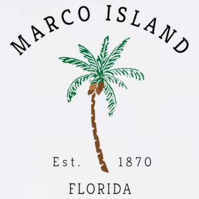 Marco Island Florida Colorful Palm Tree Retro Novelty Art T-Shirt