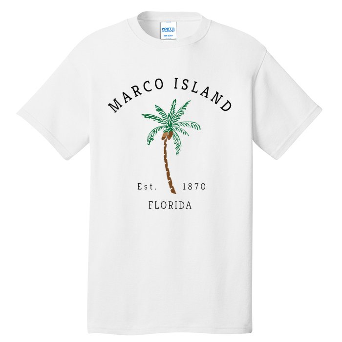 Marco Island Florida Colorful Palm Tree Retro Novelty Art Tall T-Shirt