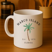 Marco Island Florida Colorful Palm Tree Retro Novelty Art Mug