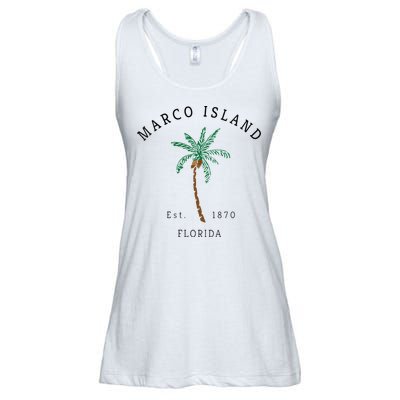 Marco Island Florida Colorful Palm Tree Retro Novelty Art Ladies Essential Flowy Tank
