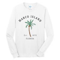 Marco Island Florida Colorful Palm Tree Retro Novelty Art Tall Long Sleeve T-Shirt