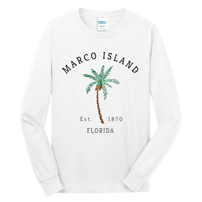 Marco Island Florida Colorful Palm Tree Retro Novelty Art Tall Long Sleeve T-Shirt