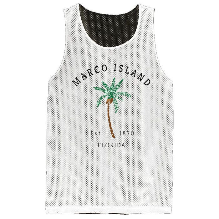 Marco Island Florida Colorful Palm Tree Retro Novelty Art Mesh Reversible Basketball Jersey Tank