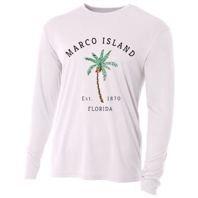 Marco Island Florida Colorful Palm Tree Retro Novelty Art Cooling Performance Long Sleeve Crew