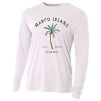 Marco Island Florida Colorful Palm Tree Retro Novelty Art Cooling Performance Long Sleeve Crew