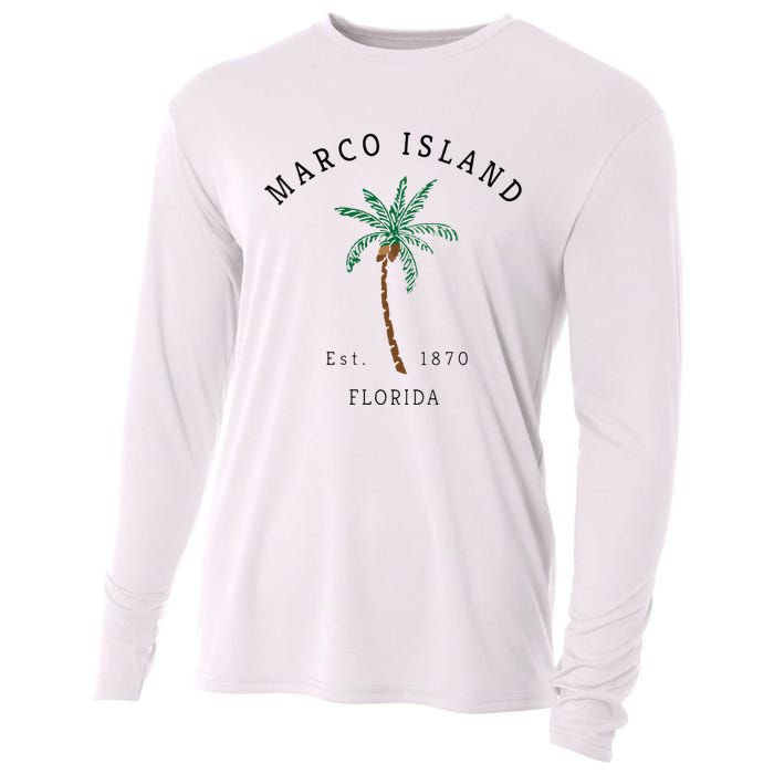 Marco Island Florida Colorful Palm Tree Retro Novelty Art Cooling Performance Long Sleeve Crew