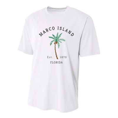 Marco Island Florida Colorful Palm Tree Retro Novelty Art Youth Performance Sprint T-Shirt
