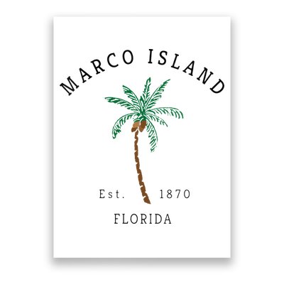 Marco Island Florida Colorful Palm Tree Retro Novelty Art Poster