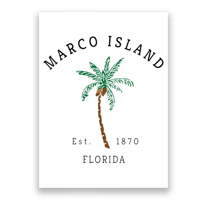 Marco Island Florida Colorful Palm Tree Retro Novelty Art Poster